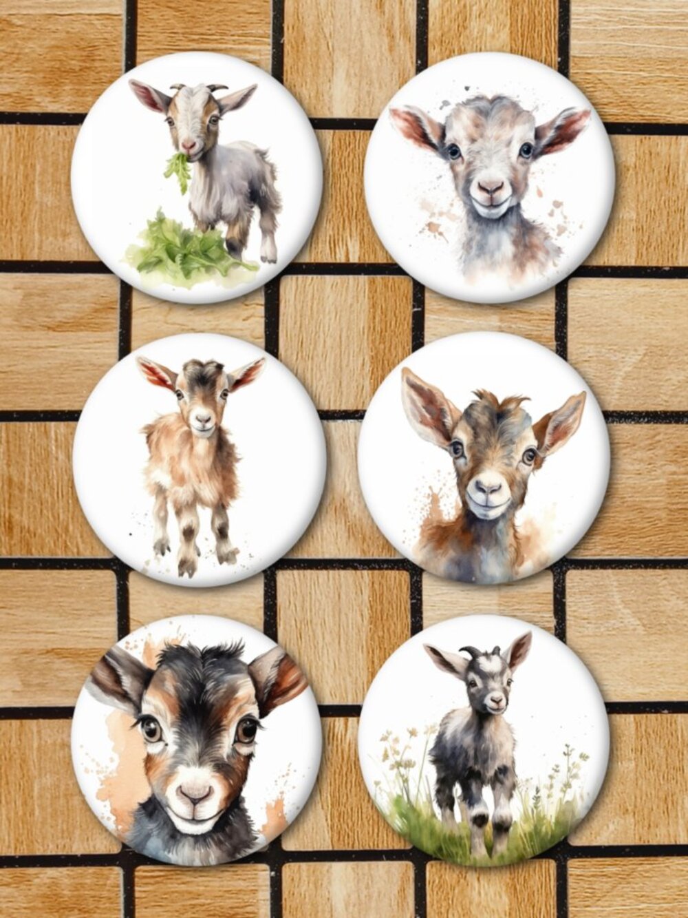 Watercolor Baby Goat Fridge Magnets Set Of 6 Metal Magnets Home Office Kitchen
